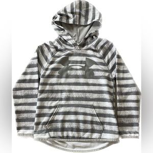 Under Armour Youth Hoodie in White with Silver Stripes Size S
